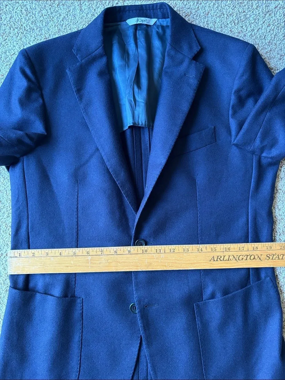 Gi Capri Napoli Navy Wool Hand Tailored Patch Pocket Blazer Eu 52 US 40 Slim